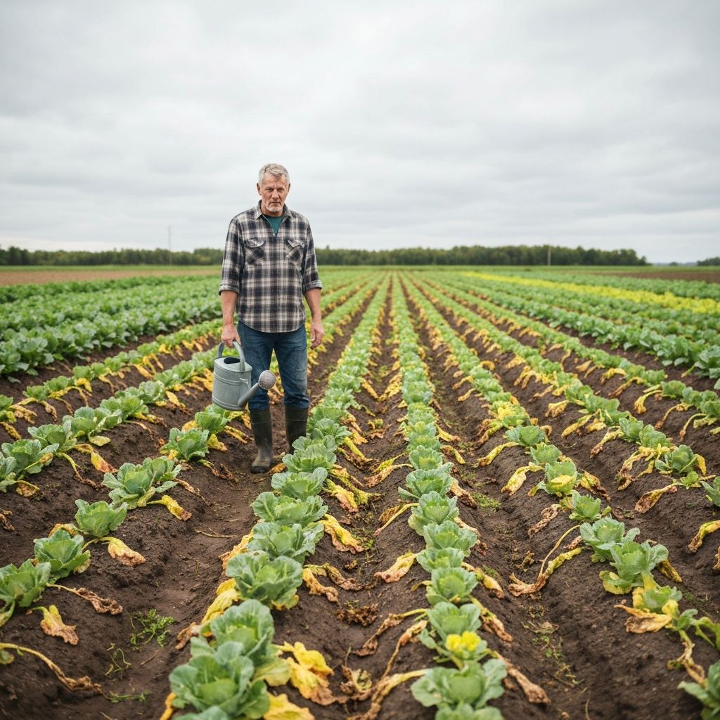 Farmer facing agricultural challenges in field